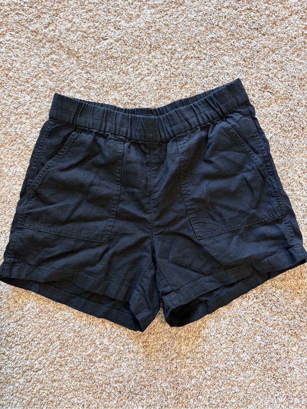 J.Crew Black Linen Pull-On Utility Pocket Shorts